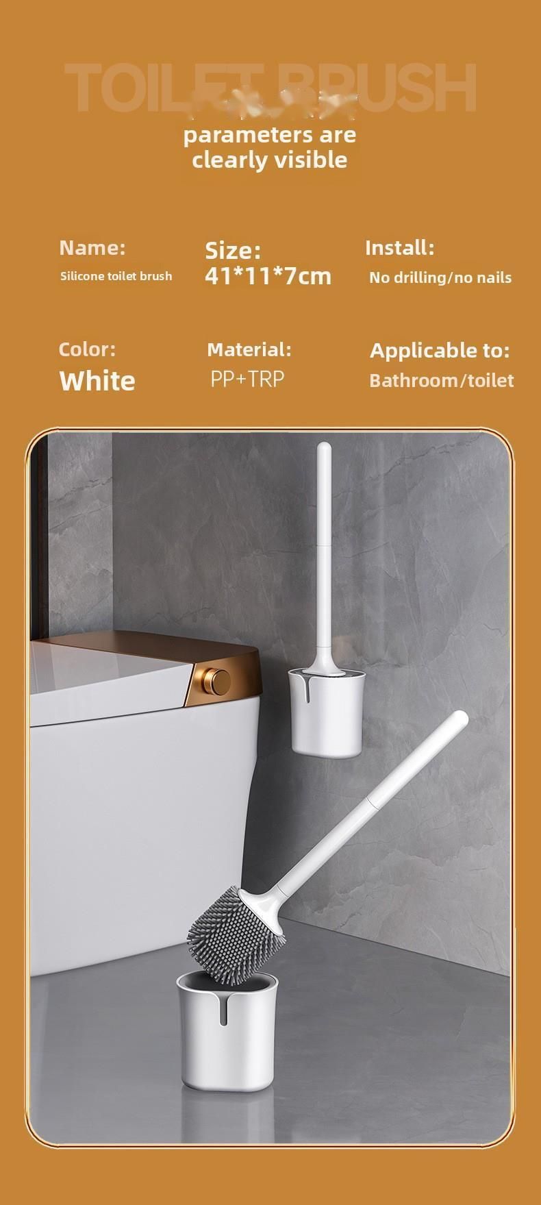 No Dead Angle Household No-Drill Toilet Brush Wall-Mounted Bathroom Silicone Set Cleaning Magic Tool_voghion.com