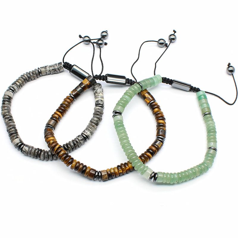 6mm Raw Stone Crystal Hand Rope For Men Ethnic Style Simple Jewelry_voghion.com