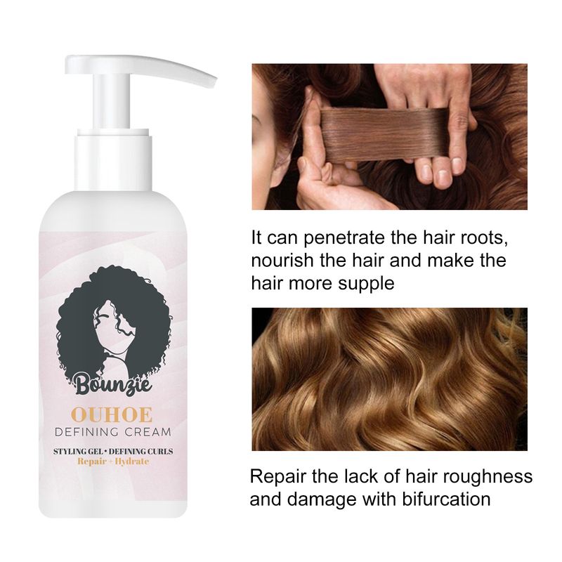 Hair Curling Cream Styling Sculpting Frizzy Wavy Boost Elastin Volumizing Fluffy Thickening Nourishing Enhance Hair Define Cream_voghion.com