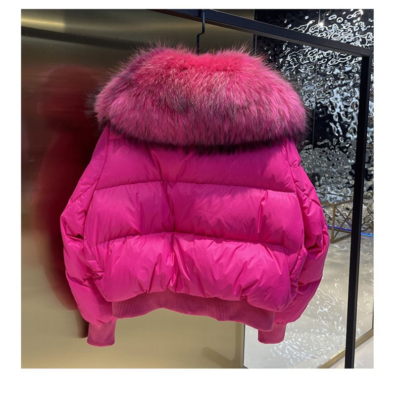 Damenbekleidung Wintermantel Damenmode kurze Daunenjacke Damen High-End-Damen 90 weiße Entendaunen Fuchspelzkragen_voghion.com