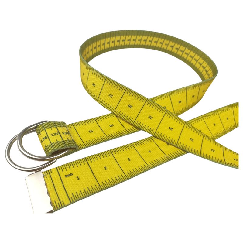 Dual-Sided Printed Measuring Tape Belt - Fashionable Alloy Double Ring Buckle Belt With Original Scale Design, Soft Measuring Tool For Waist_voghion.com