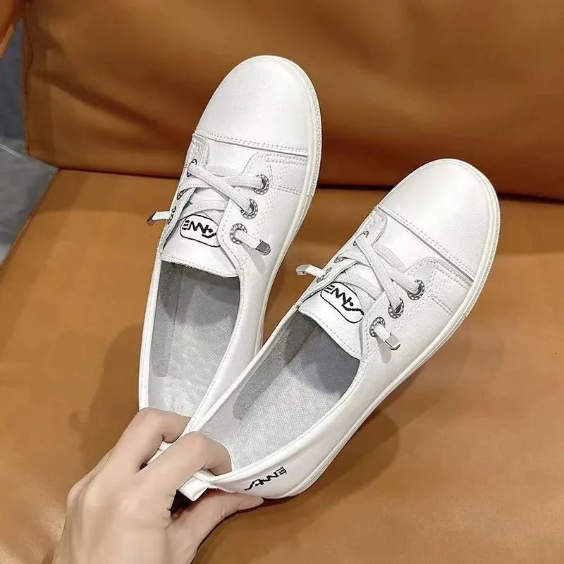 Frühling Herbst Weiße Flache Sohle Bequeme Atmungsaktive Leichte Lässige Board Damen S Flache Schuhe Vielseitig_voghion.com