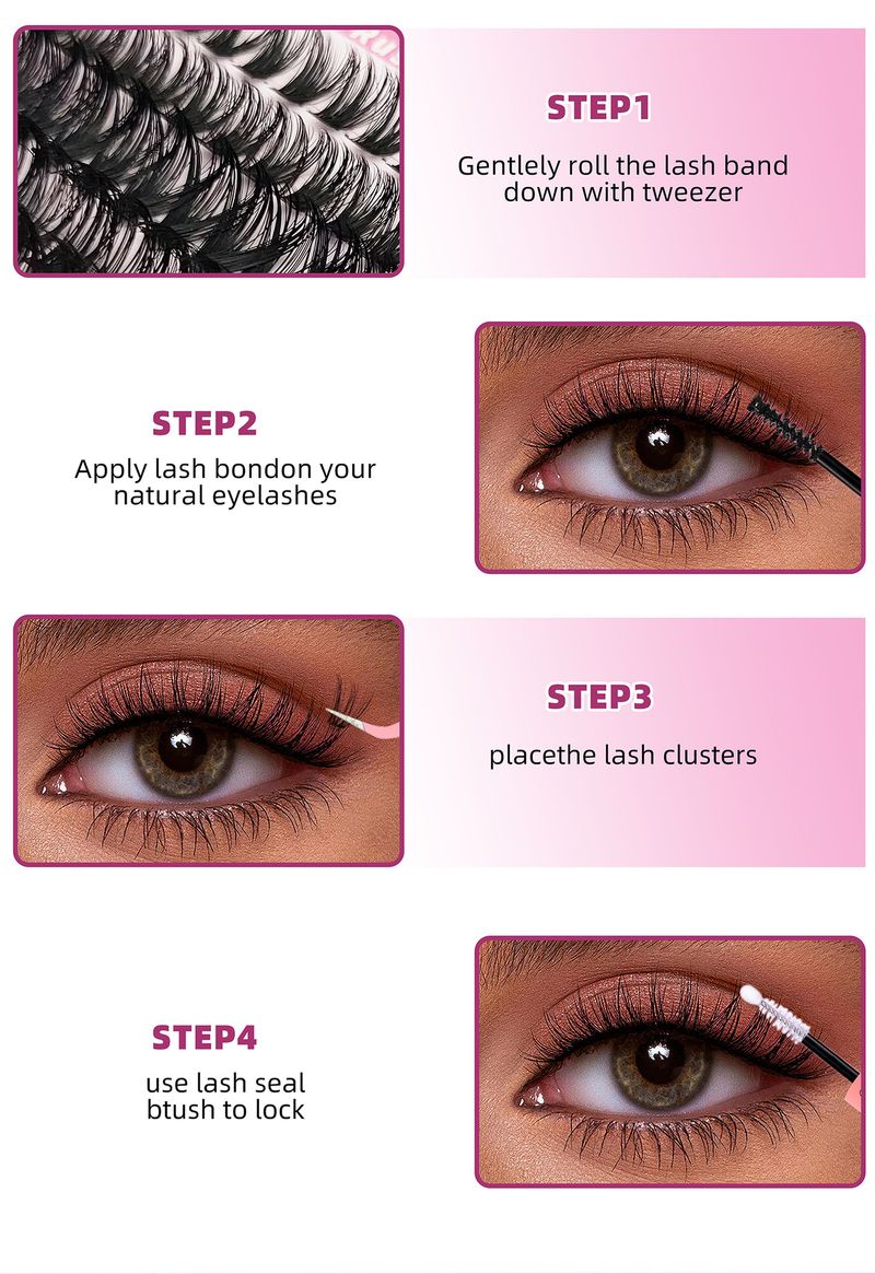 DIY Cluster Lashes - C/D Curl Mixed Set (3D Fluffy & Voluminous, Heat-Bonded Base, Segment Style, High-Density For Dramatic Look)_voghion.com
