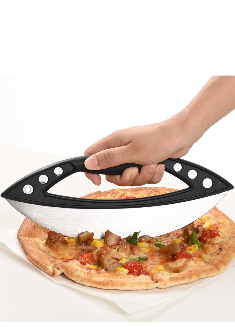 Stainless Steel Cutter Half Round Ring Pizza Herb Large Multi-Functional Slicing Knife Baking Tool_voghion.com