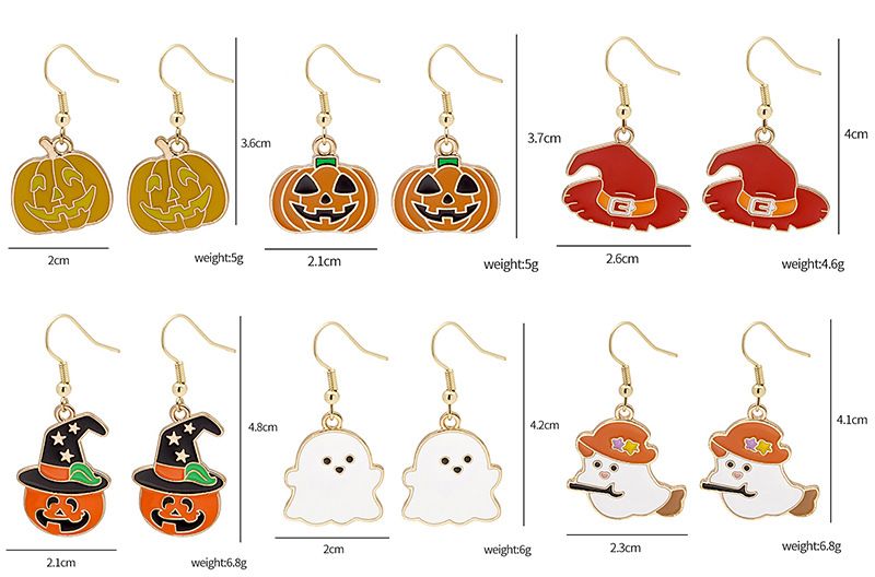 Orecchini in lega a goccia di olio dolce con temperamento carino e fantasma di Halloween con zucca dei cartoni animati_voghion.com
