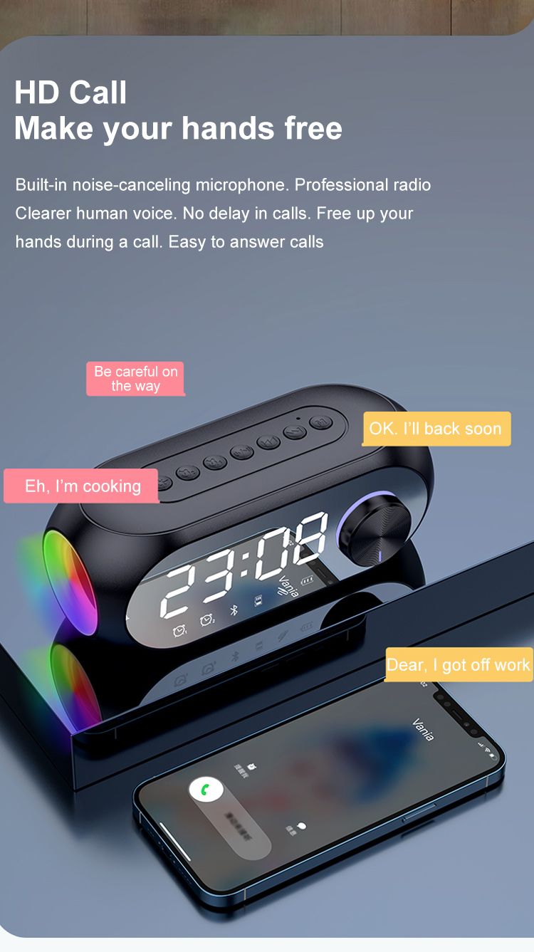 Alarm Clock Radio FM Bluetooth Speaker Portable Subwoofer Caixa De Som Sound Box Music Wireless Mini Woofers Bocina Lamp Column_voghion.com