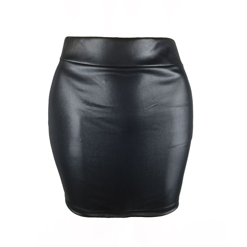 Women's imitation leather bottoming skirt, matte imitation leather skirt, imitation pu hip-covering skirt, summer skirt_voghion.com