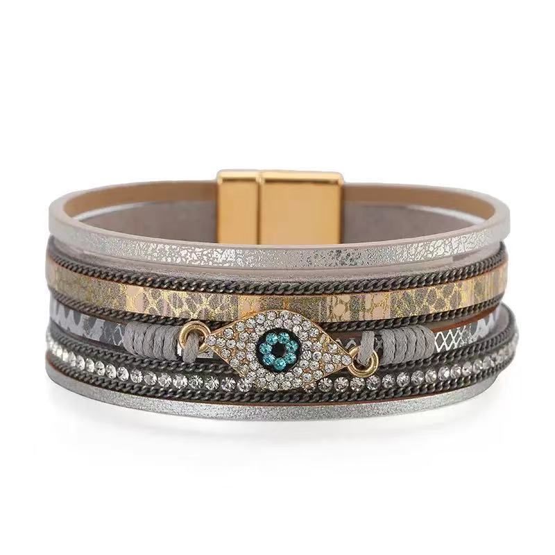 Boheemse leren armband met magnetische sluiting_voghion.com