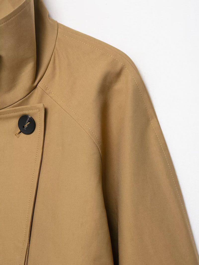 Women’s Oversized Trench Coat – Minimalist Short Jacket (Khaki, S-L, Polyester, Euro Streetwear)_voghion.com