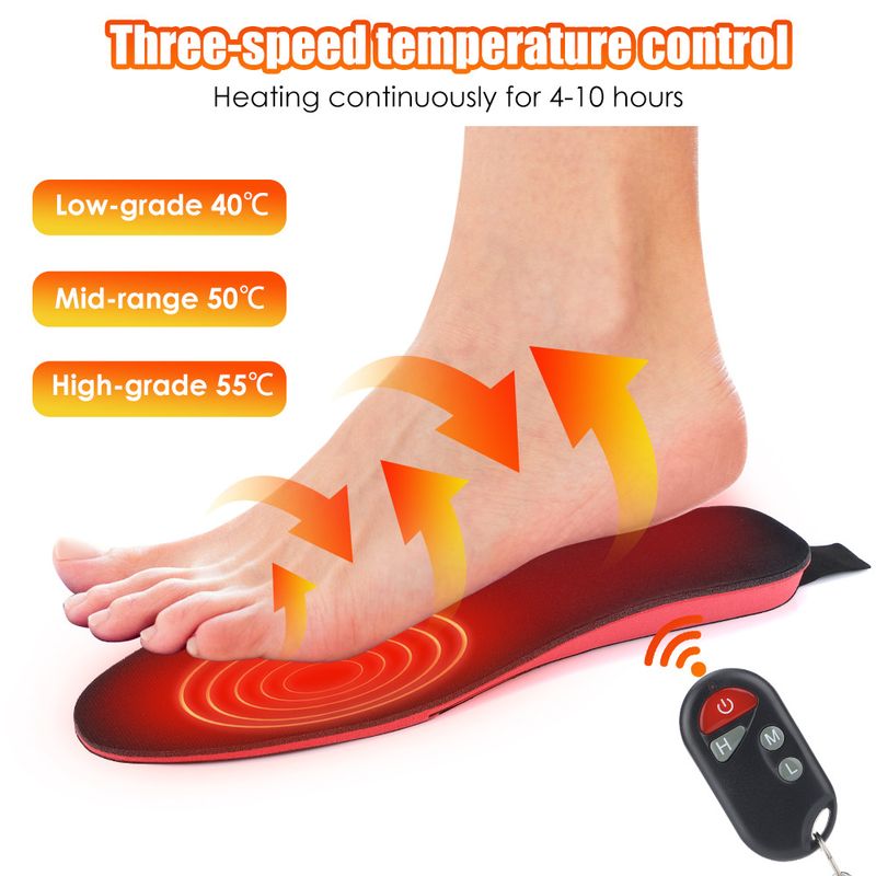 Plantillas calefactoras eléctricas para invierno, recargables, de 2100 mAh, con control remoto, para acampar, calentador de pies, se puede cortar la almohadilla de los zapatos._voghion.com