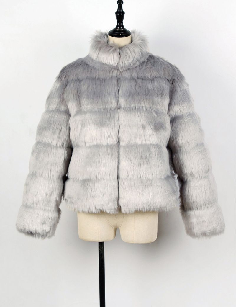 Damenbekleidung modische Pelzoberteile Damenmäntel Fuchspelz Kurzmäntel_voghion.com