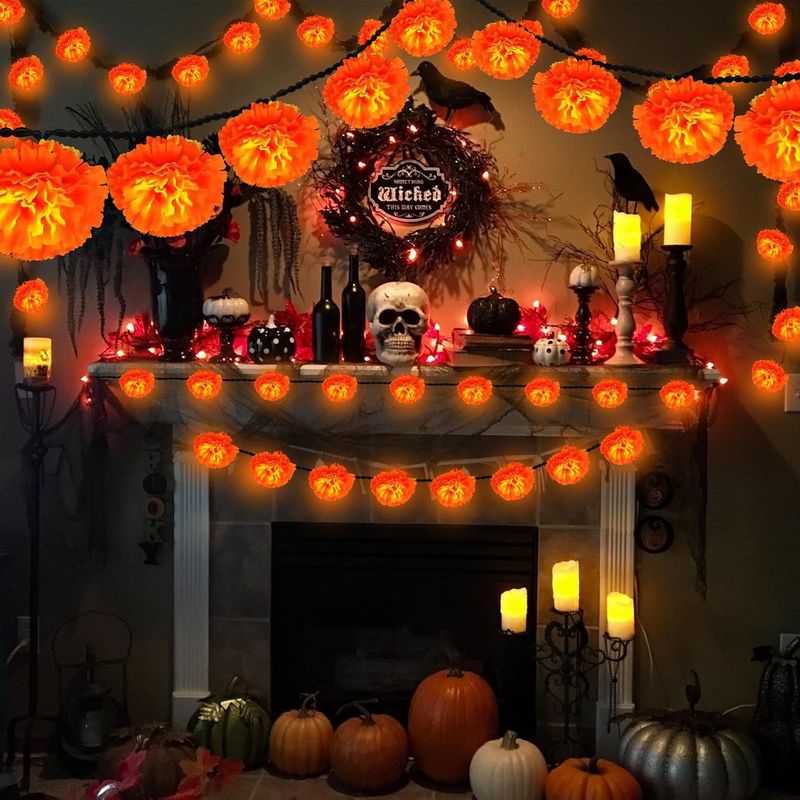 Light String Led Halloween New Chrysanthemum Light Qingming Festival Marigold String Light Ghost Festival Decorative Light Wholesale_voghion.com