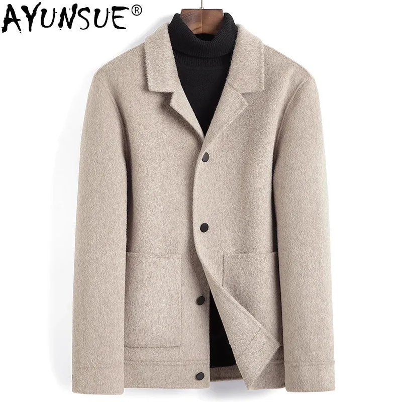AYUNSUE Cappotto da uomo in lana al 90%, primavera-autunno, giacca in alpaca e cashmere, soprabito da uomo, abbigliamento coreano, cappotti in lana, abrigos hombre k_voghion.com