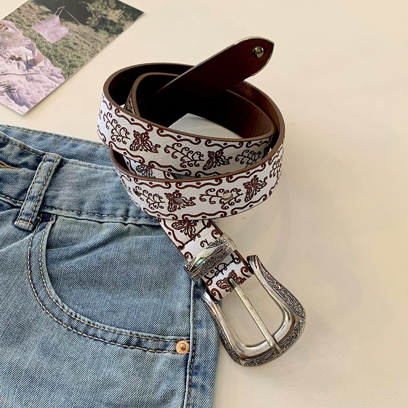 American Retro Print Spice Girl Style Belt Girl Spring And Summer 2025 New Casual Versatile Belt Decoration With Skirt_voghion.com