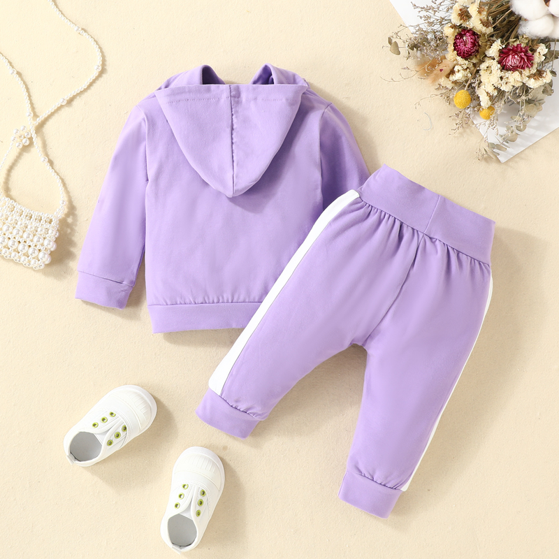Babytøjz baby hættetrøje med bogstavtryk sweater lomme pullover bukser jakkesæt kvindelig skat todelt sæt_voghion.com