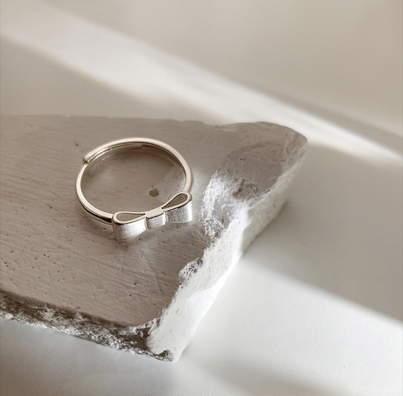 Sier VENUS Sterling Fashion Frosted Butterfly Ring Ladies Personality Simple Ring Jewelry Gift Wholesale_voghion.com