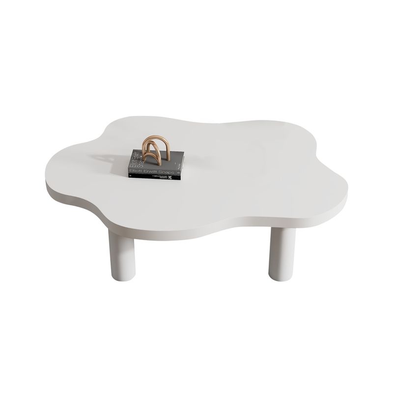 Wolken-Couchetisch, Table basse blanche moderne pour le salon, table d'appoint d'intérieur de dessin animé irrégulier, Beistelltisch à 3 pieds (blanc)_voghion.com