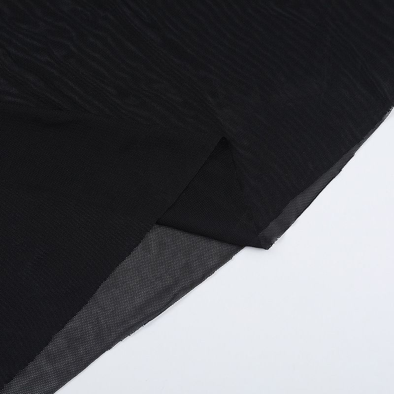 Abito bustier con pannello in rete trasparente e vita arricciata - Gonna midi fluida per donna, abbigliamento casual e per feste estive_voghion.com