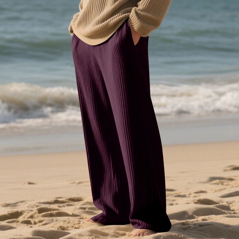 Spring And Autumn Jacquard Striped Wide Leg Pants Casual Loose Pit Drawstring Straight Large Size Men's Pants_voghion.com