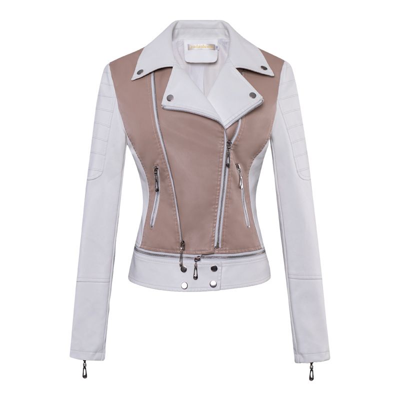 Veste en cuir ultra-courte à col rabattu pour femme 2025 Goddess, coupe ajustée, petite, cool et élégante, manches longues_voghion.com