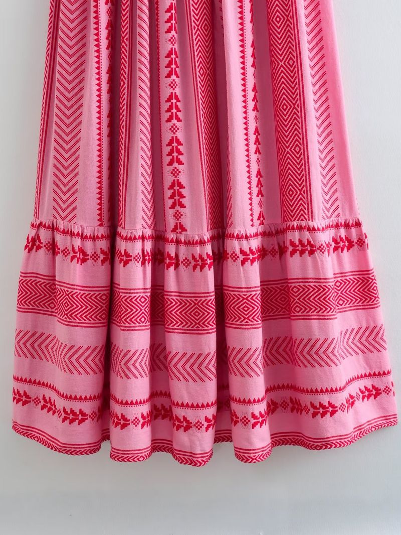 Damenbekleidung Sommer Neue Großhandel Häkeln Gestrickte Gedruckt Kleid Rock Hosenträgerrock_voghion.com