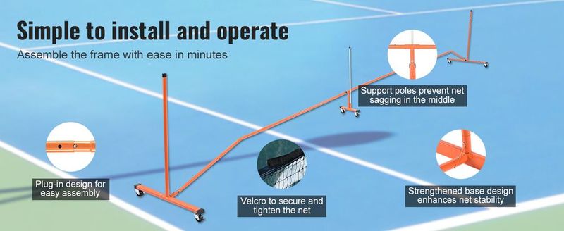 VEVOR Pickleball Net Set, 22FT Regulation Size Portable Pickleball System With Bags, Balls, Paddles, Wheels, And Court Lines, Weather Resistant Metal Frame & PE Net, For Outdoor Backyard Driveway_voghion.com