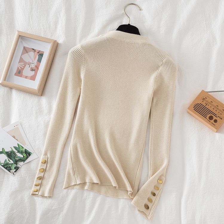 Damen-Strickpullover mit Halbrollkragen, langärmelig, schmale Passform, Thermofutter, lässiges Pullover-Oberteil_voghion.com
