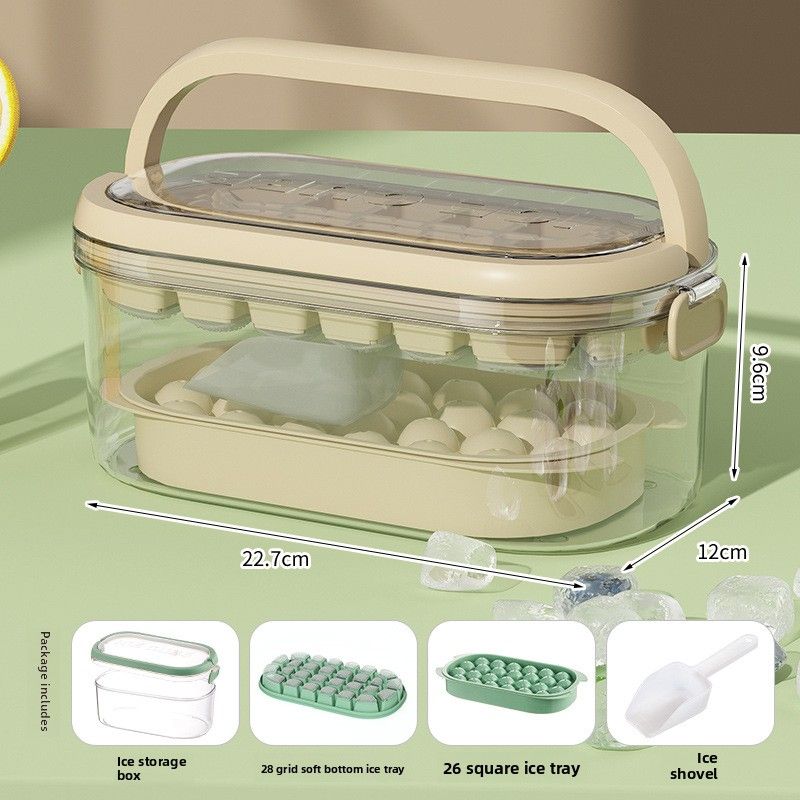 Ice Grid Ice Cube Mould Press Silicone Ice Grid Ice Hockey Plastic Portable Large Capacity Refrigerator Frozen Ice Cube Box Ice Box_voghion.com