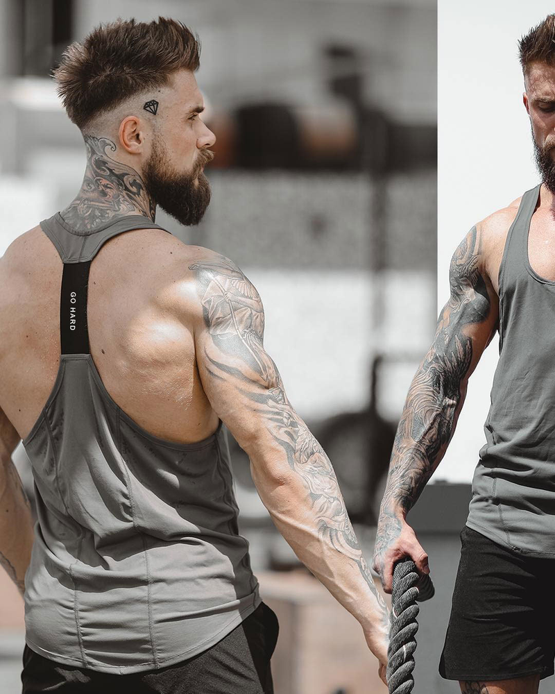 Muscle Fitness Male Brother Sommer Sport Freizeit Elastisch Quick Dry Blank Light Plate No Splice Tank Top_voghion.com