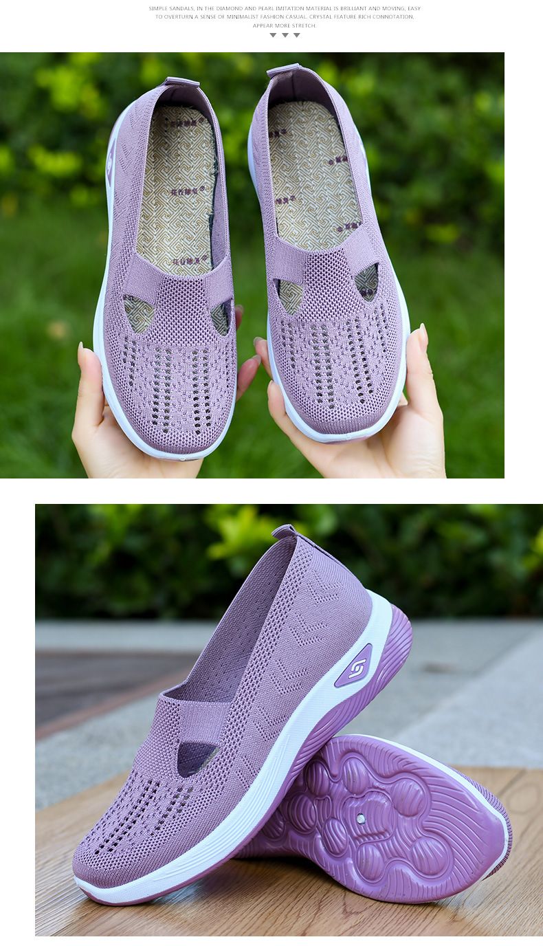 Non-slip hollow breathable lightweight and comfortable middle-aged and elderly mother shoes_voghion.com