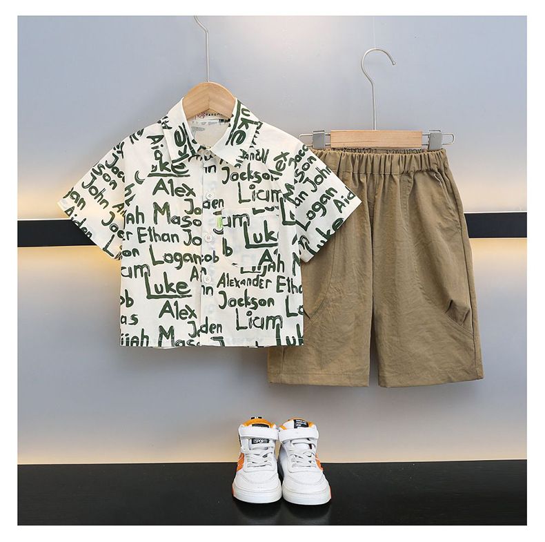 Summer Dress Shirt & Shorts Set – Classic White Cotton Polo With Black School Uniform Shorts For Toddler & Kids_voghion.com