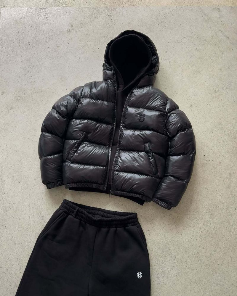 Piumino invernale da uomo con stampa geometrica, cappotto corto spesso con cappuccio, imbottitura in piumino d'anatra bianca all'80%, rivestimento in poliestere leggero (nero, grigio)_voghion.com