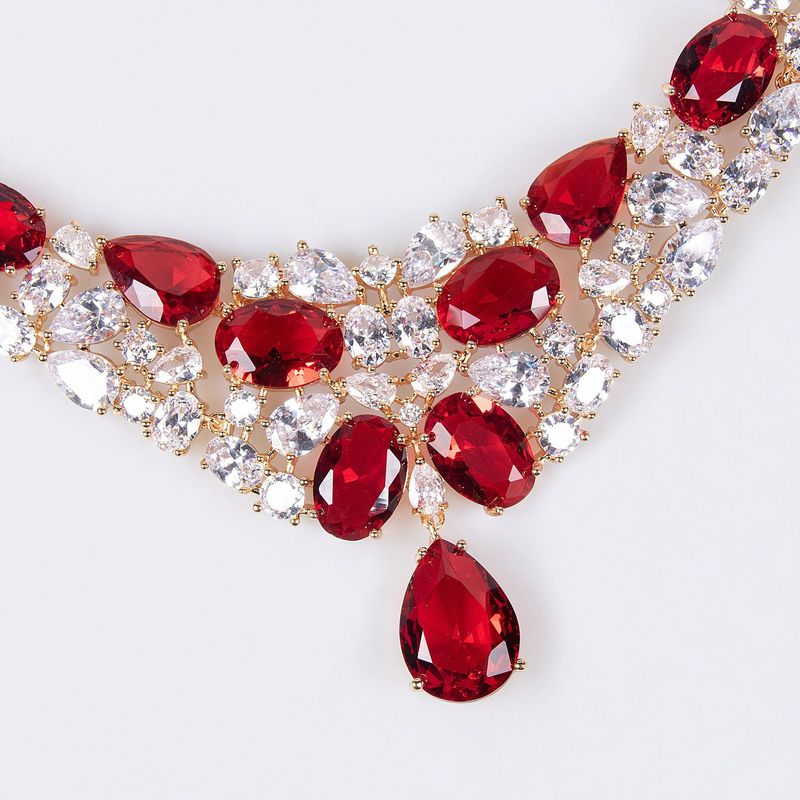 Magnifica collana da sposa, orecchini, set di zirconi, accessori per abiti da sera, gioielli per banchetti nuziali_voghion.com
