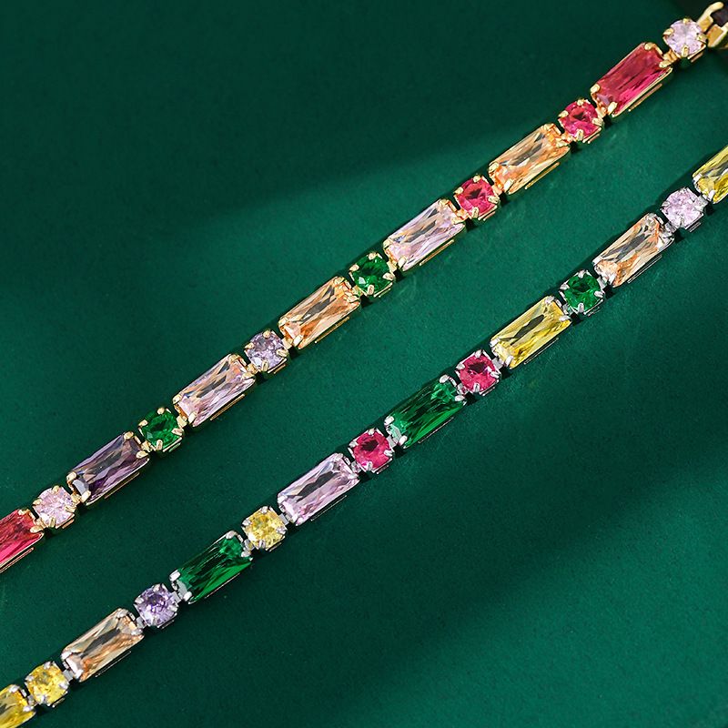 Damsmycken Mikroinläggningar Färgad Zirkon Klokedja Nisch Design Kedja Armband Kvinnligt Mode All Match Handsmycken_voghion.com
