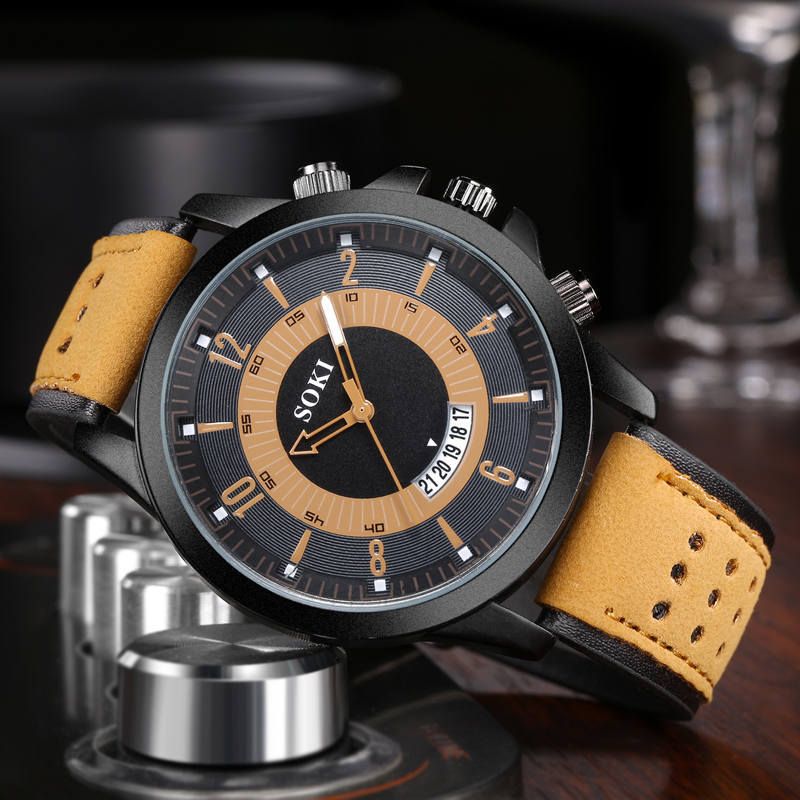 Sports Fashion Large Dial Matte Strap Military Calendar Men's Watch_voghion.com