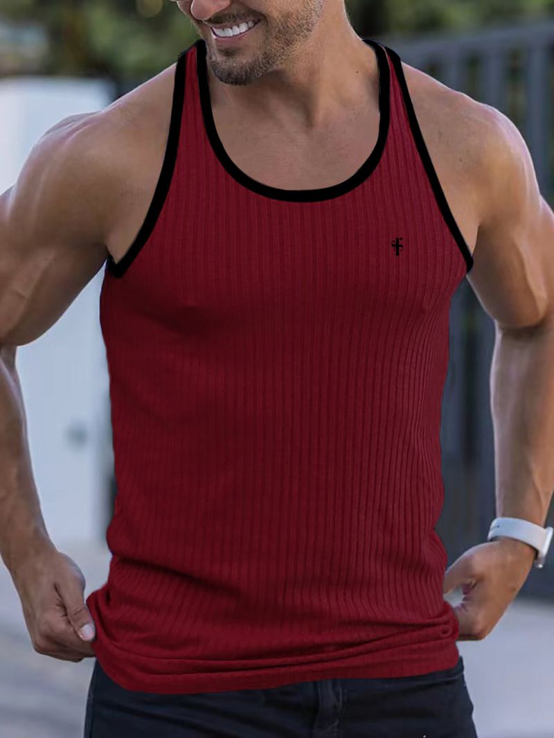 Roupas masculinas, novo colete esportivo de verão para fitness, respirável, listrado vertical, elástico masculino, secagem rápida, em formato de I, sem mangas, com fundo rosqueado_voghion.com