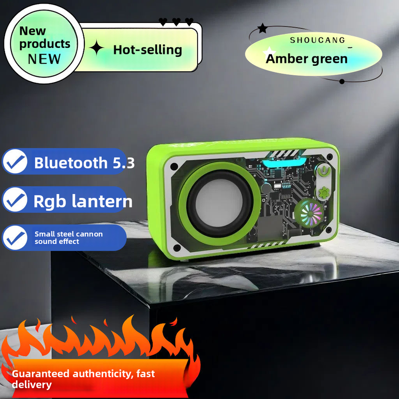 High-End Version Audio Mecha Wireless Transparent Sound Small Cannon Colorful Light Speaker Internet Celebrity Cool_voghion.com