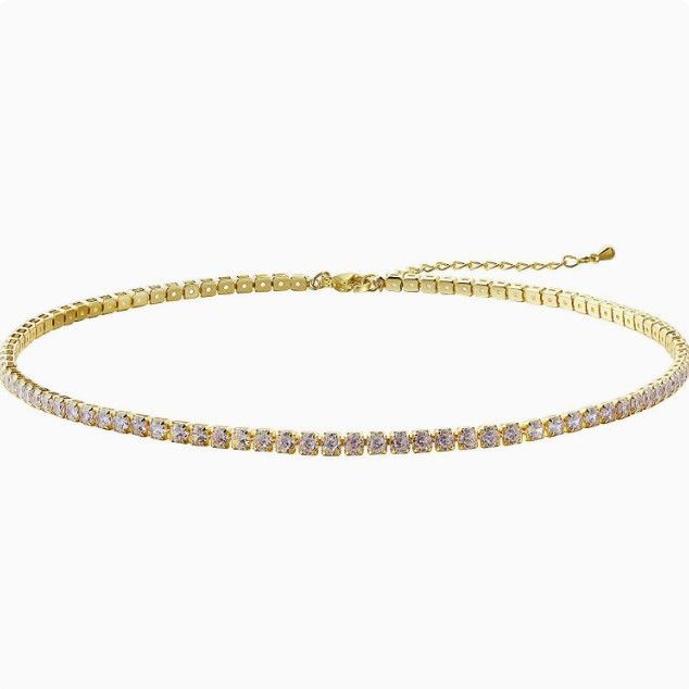 Trendy Hip-Hop Zirkon Halskette für Damen, Schlüsselbein Volle Tenniskette, Choker, Eingelegtes Diamanthalsband_voghion.com