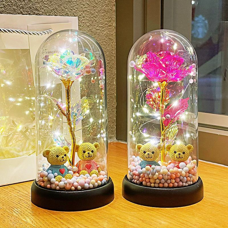 Bouquet artificiel de roses créatives, décoration de fleurs éternelles, ornement pour la Saint-Valentin, marché nocturne, étal de parc_voghion.com