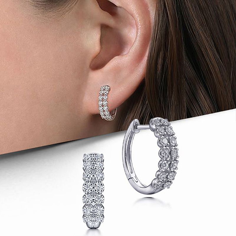 Cao Shi Eenvoudige Klassieke Hoepel Voor Vrouwen Ingelegd Met Zirkonia Exquise Temperament Sieraden Dagelijkse Bijpassende Oorbellen_voghion.com