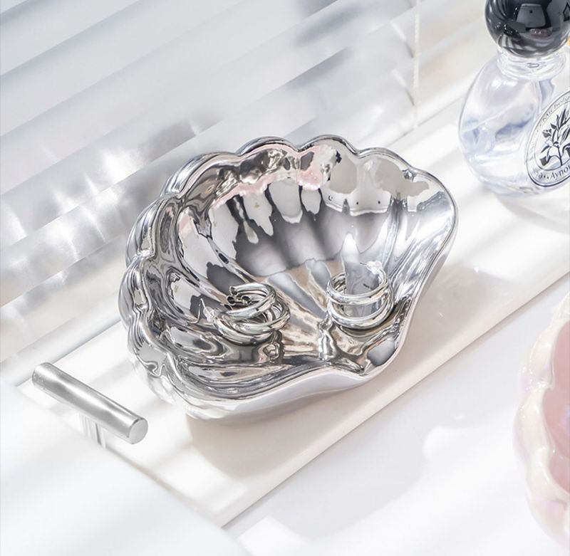 Ceramic Seashell Soap Dish, Creative Bathroom Drain Soap Box, Toilet Sink, High End Luxury Soap Holder_voghion.com