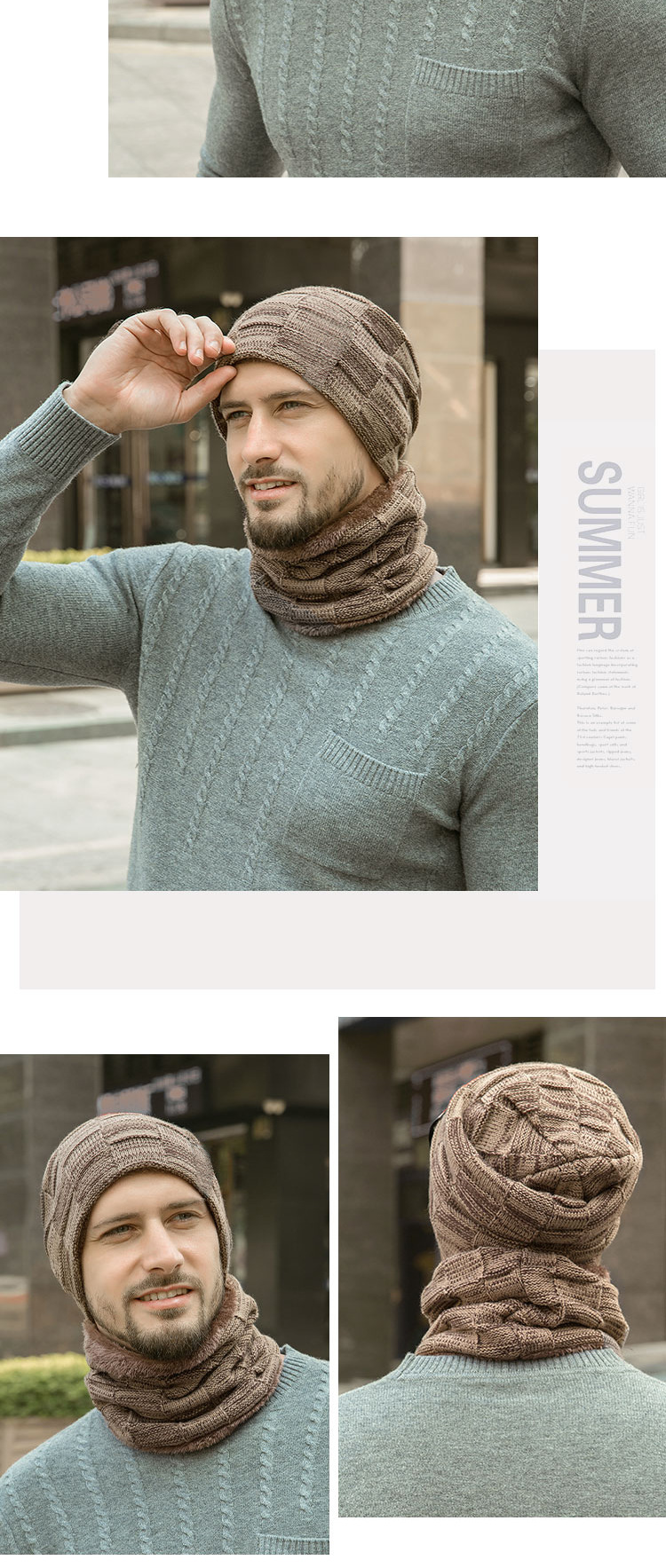 Fashionable And Versatile Pullover Hat Scarf Set With Thick Woolen Yarn European And American Autumn East Knitted Hat_voghion.com