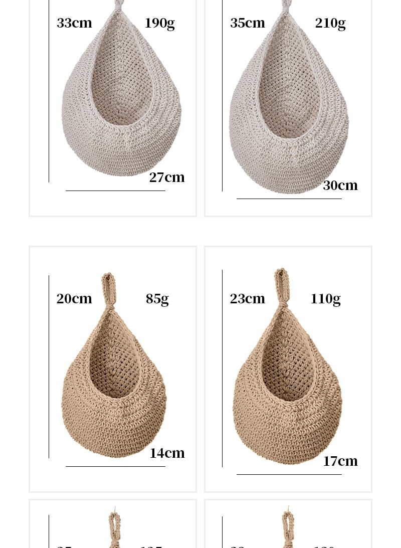 Wall-Mounted Vegetable Storage Fruit Basket Water Drop Bird's Nest Net Bag Handmade Cotton Rope Woven Wall Hanging_voghion.com