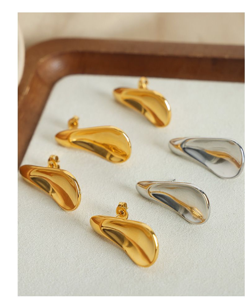 High-End-Ohrringe im leichten Luxus-Nischendesign, modischer Titanstahl, vergoldet, unregelmäßige Wassertropfen-Ohrringe, Damenschmuck_voghion.com