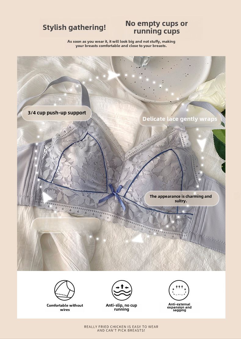 Women's Large Chest Shiny Underwear Ultra-thin No Negative Circle Large Size Breast Reduction Accessory Breast Anti-sagging Adjustable Push-up Bra_voghion.com