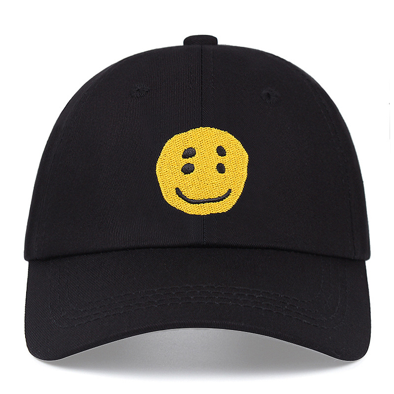 Funny smiling face pure cotton men and women baseball cap hip-hop casual soft top dad hat cap_voghion.com