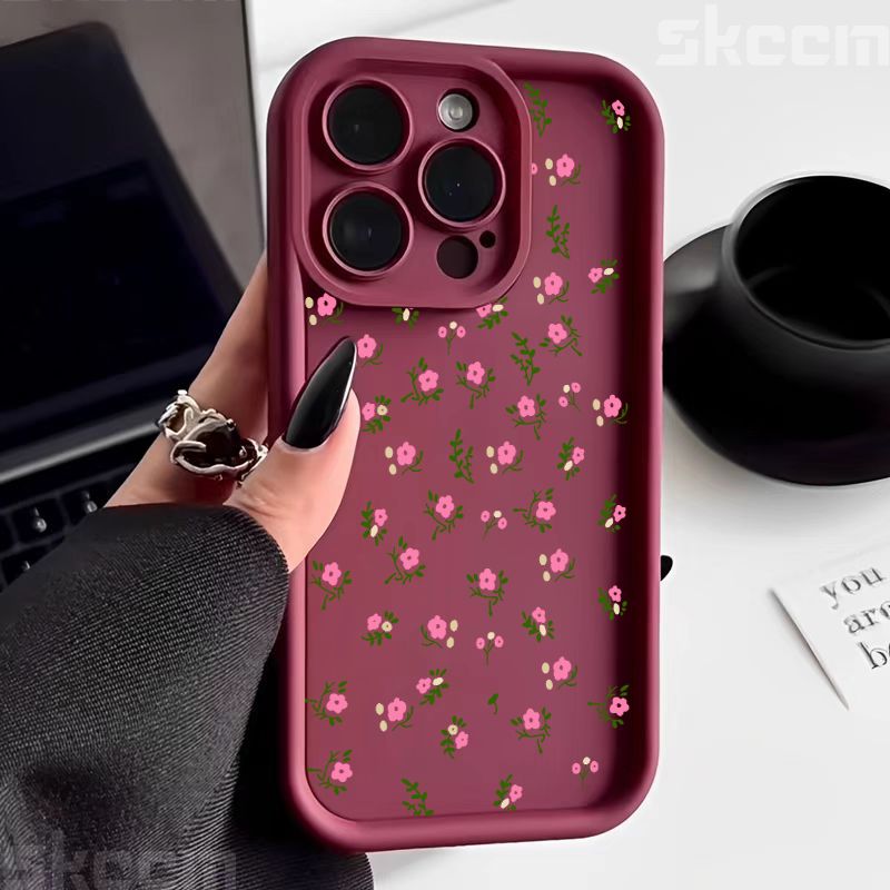 Niedliche kleine Blumenmuster-Silikon-Softphone-Hülle für iPhone 16 Pro Max 15 14 Plus 13 12 11 XS Max X XR 7 8 Plus 16E Cover_voghion.com