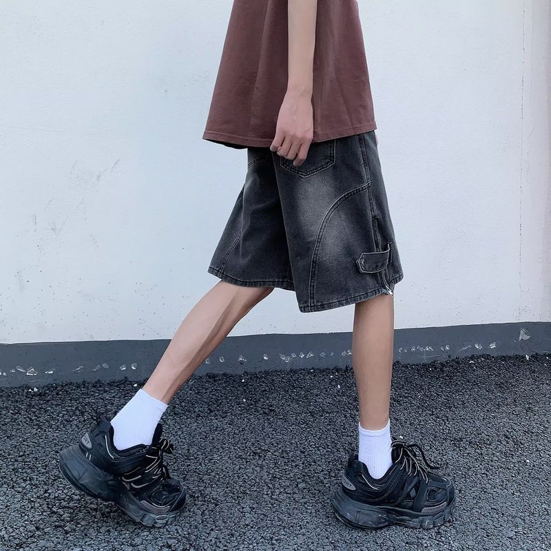 Jeansshorts för män, sommarmode, märkesdesign, sense tooling, fempunktsbyxor, amerikanska retrobyxor med lös passform_voghion.com