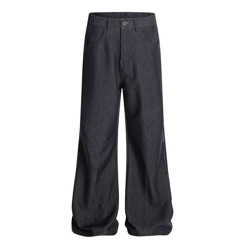 Jeans retrò vintage – Pantaloni in denim svasati da uomo con orlo grezzo e cuciture a contrasto (S-XL)_voghion.com