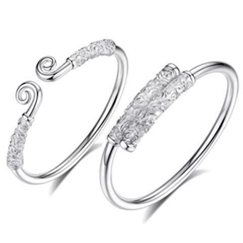 Braccialetto aperto con maledizione di serraggio Wukong Myth Black da uomo in rame bianco placcato argento massiccio per bambini_voghion.com